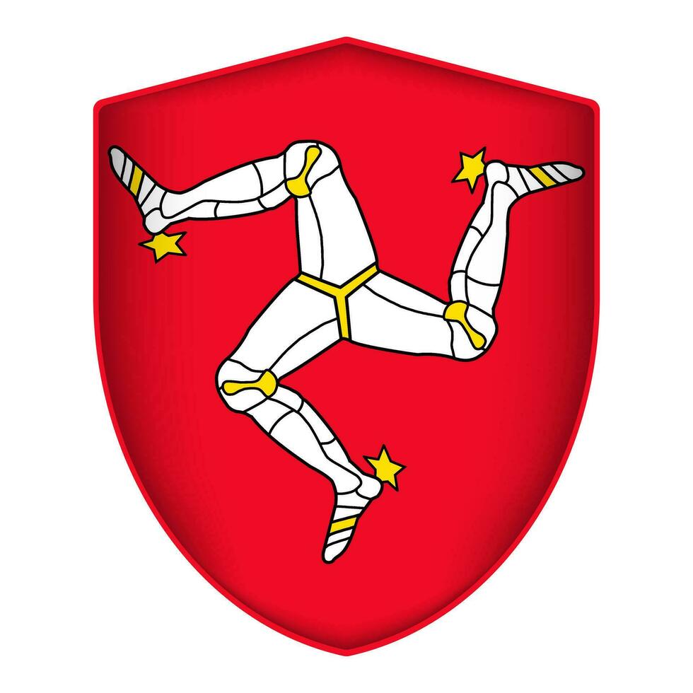 Isle of Man flag in shield shape. Vector illustration.