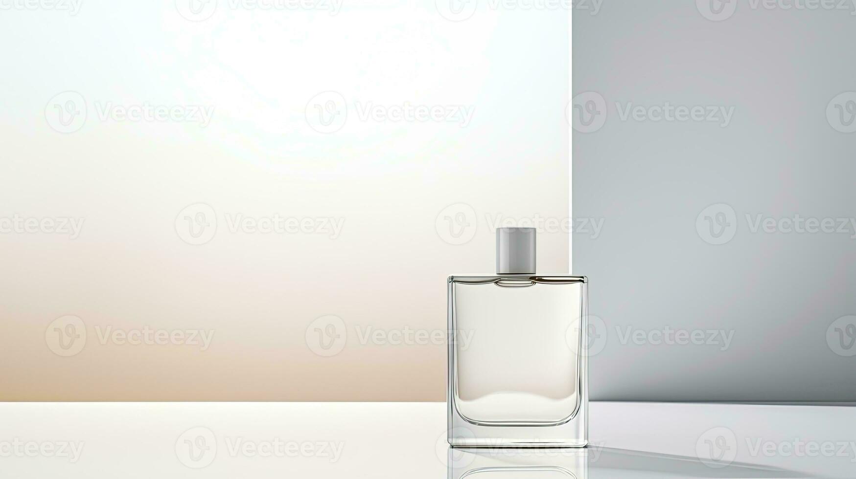 Perfume bottle mockup on white background. Generative AI photo