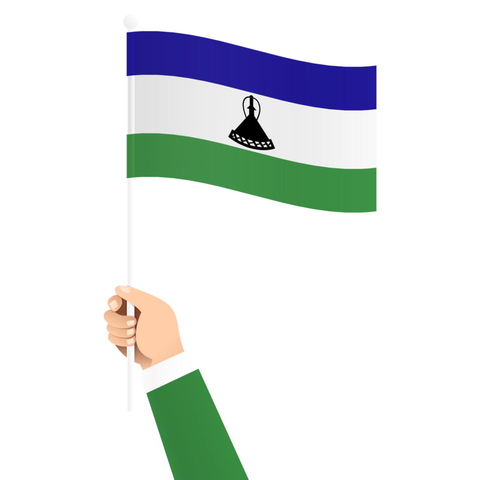 Hand Holding Lesotho National Flag Isolated Transparent Simple Illustration png