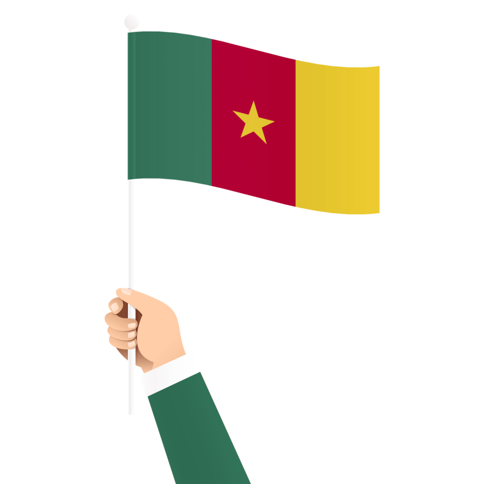 Hand Holding Cameroon National Flag Isolated Transparent Simple Illustration png