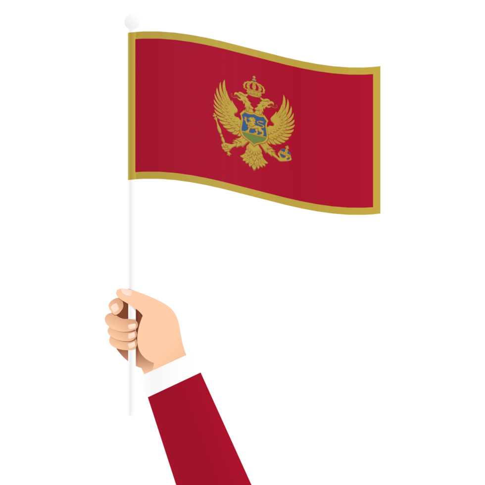 Hand Holding Montenegro National Flag Isolated Transparent Simple Illustration png
