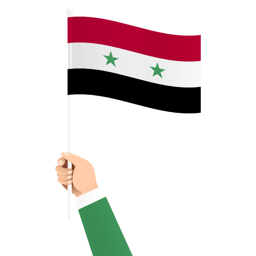 Hand Holding Syria National Flag Isolated Transparent Simple Illustration png