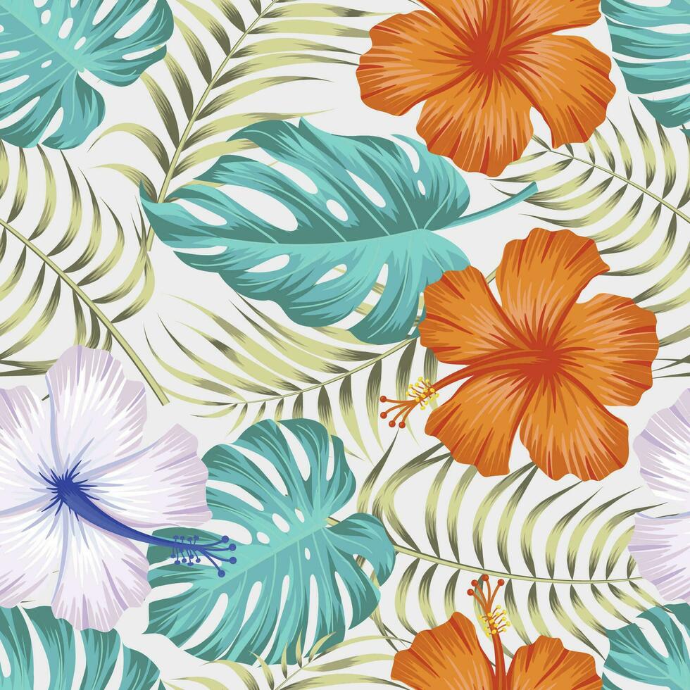 Floral seamless pattern with leaves. tropical background vector