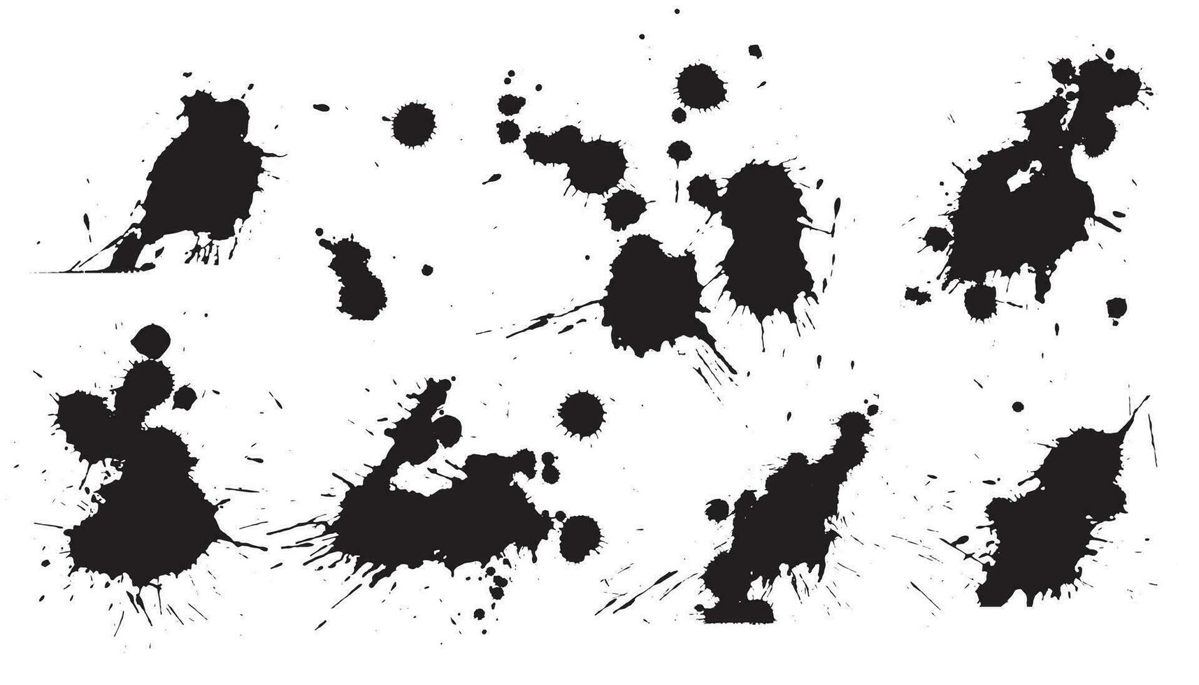 Set of Grunge Design Elements. Black blots. Brush Strokes. Vector illustration