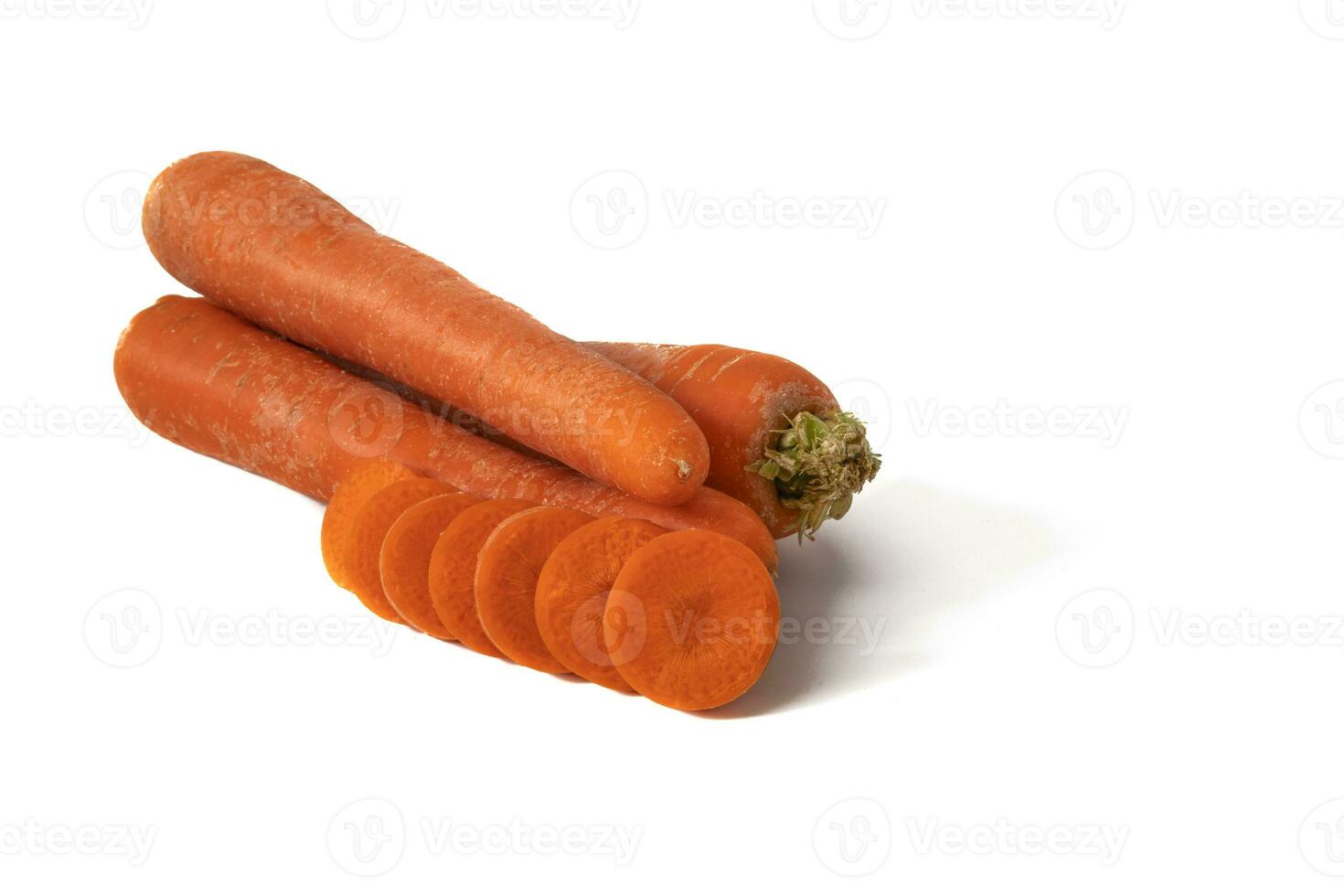 Carrots isolated on a white background. Carrots are crunchy, orange