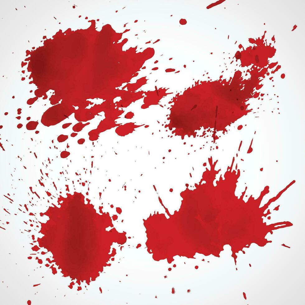Blood drops and splatters isolated on white background. Halloween bloody background. vector
