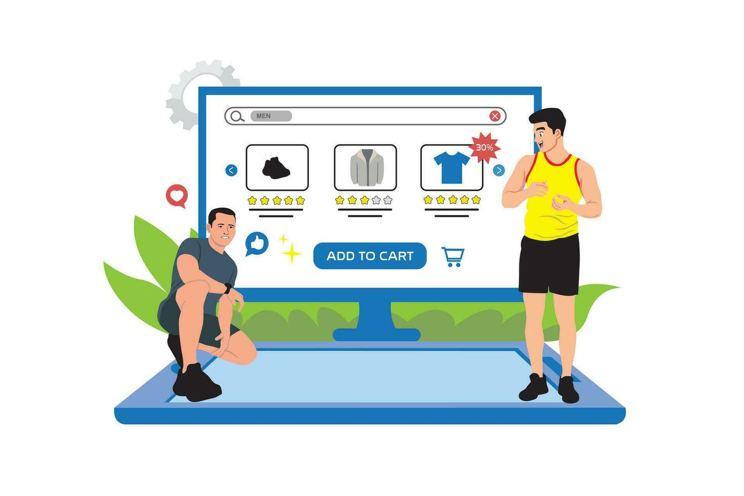 Concept of online fitness and healthy lifestyle. Vector illustration in flat style