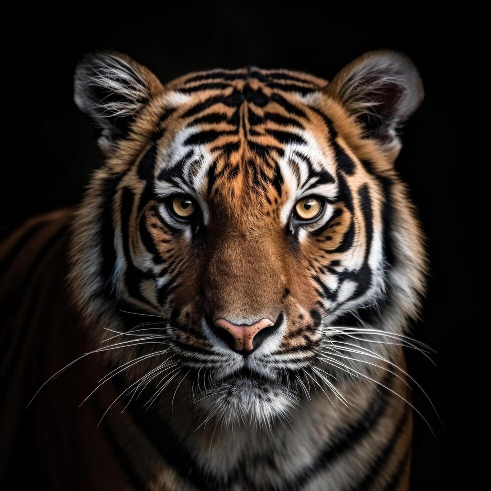 cerca arriba detallado retrato de Tigre rostro, generativo ai foto