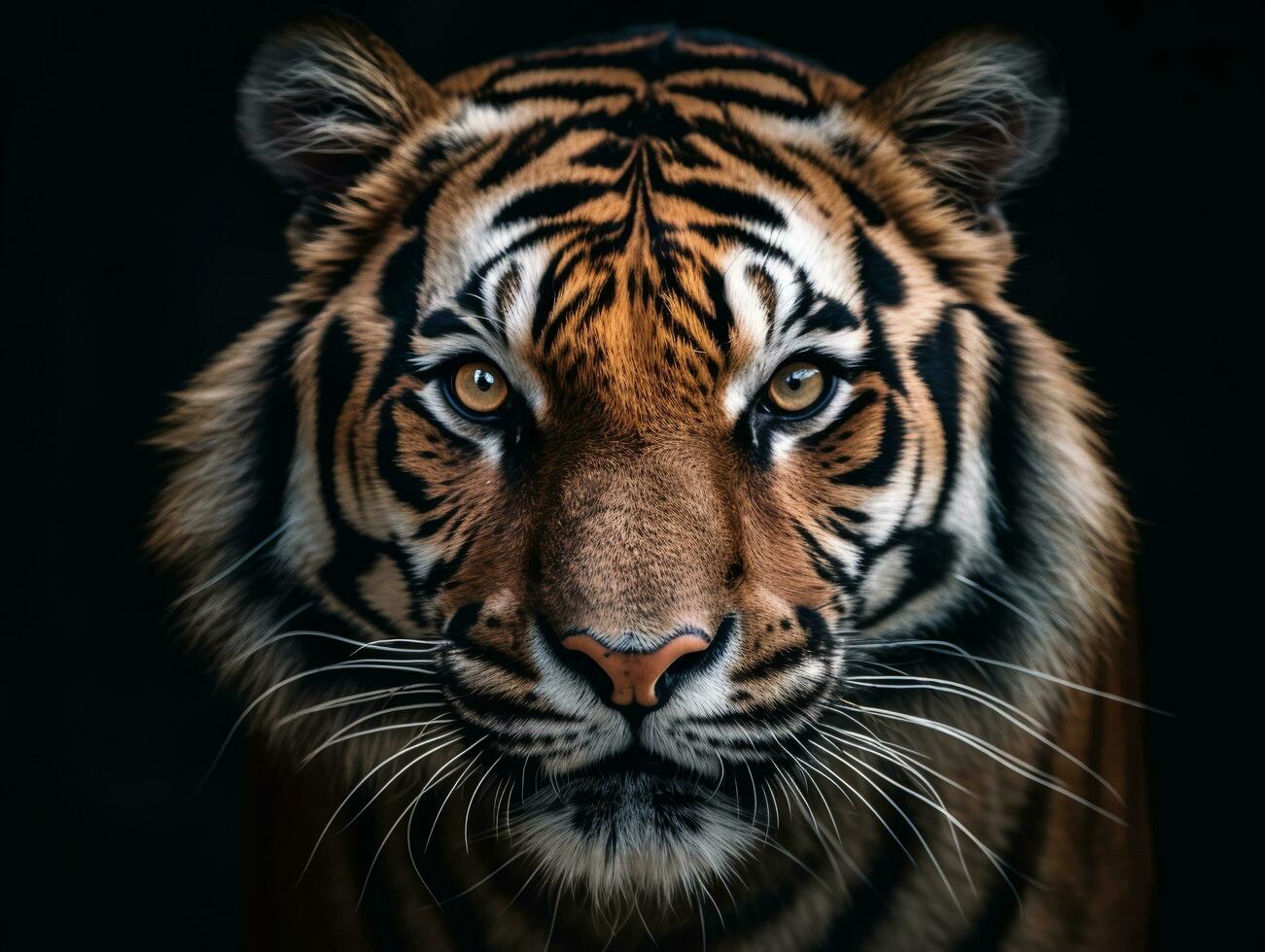 close up detailed portrait of tiger face, generative ai photo