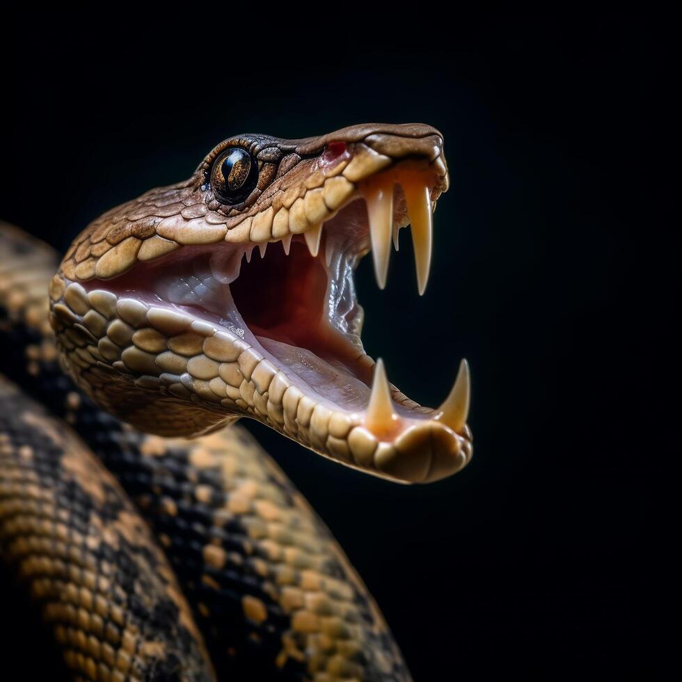 de cerca retrato de cobra serpiente, generativo ai foto