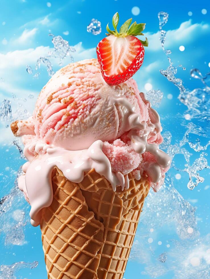 ice cream menu poster design, generative ai photo