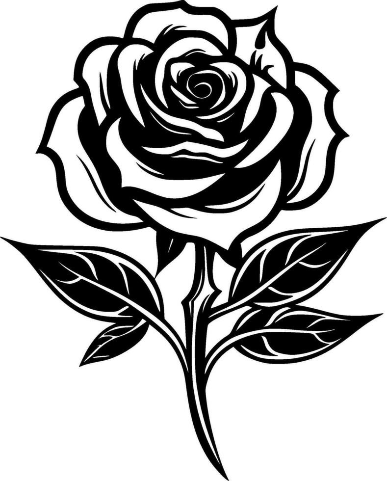 Rose, Black and White Vector illustration