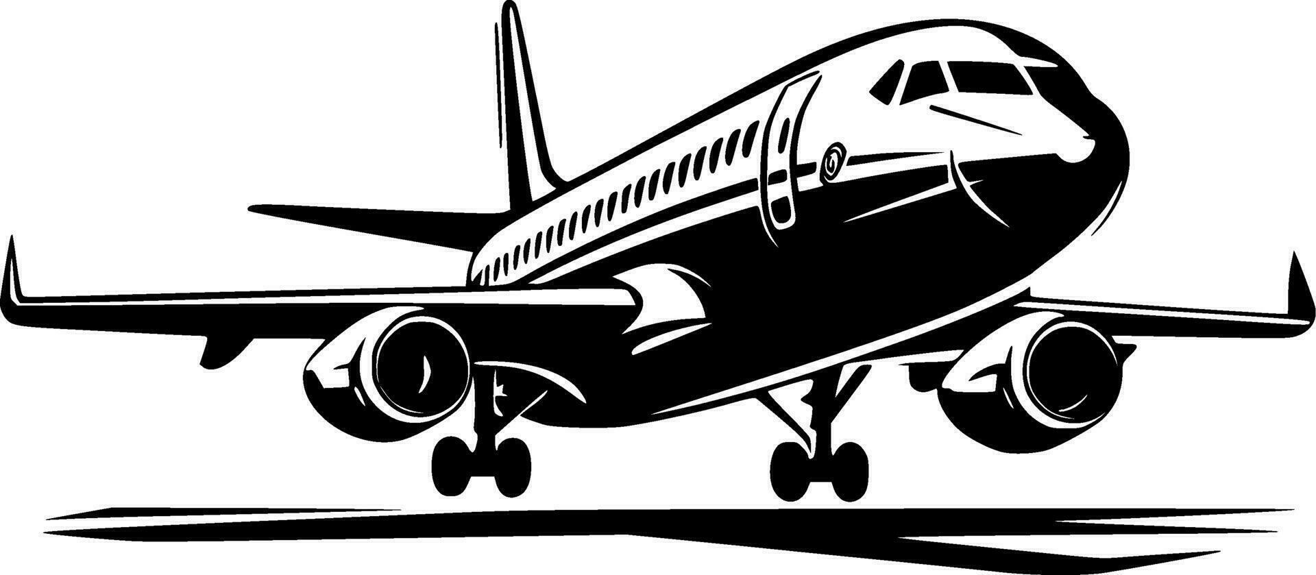 Plane, Black and White Vector illustration