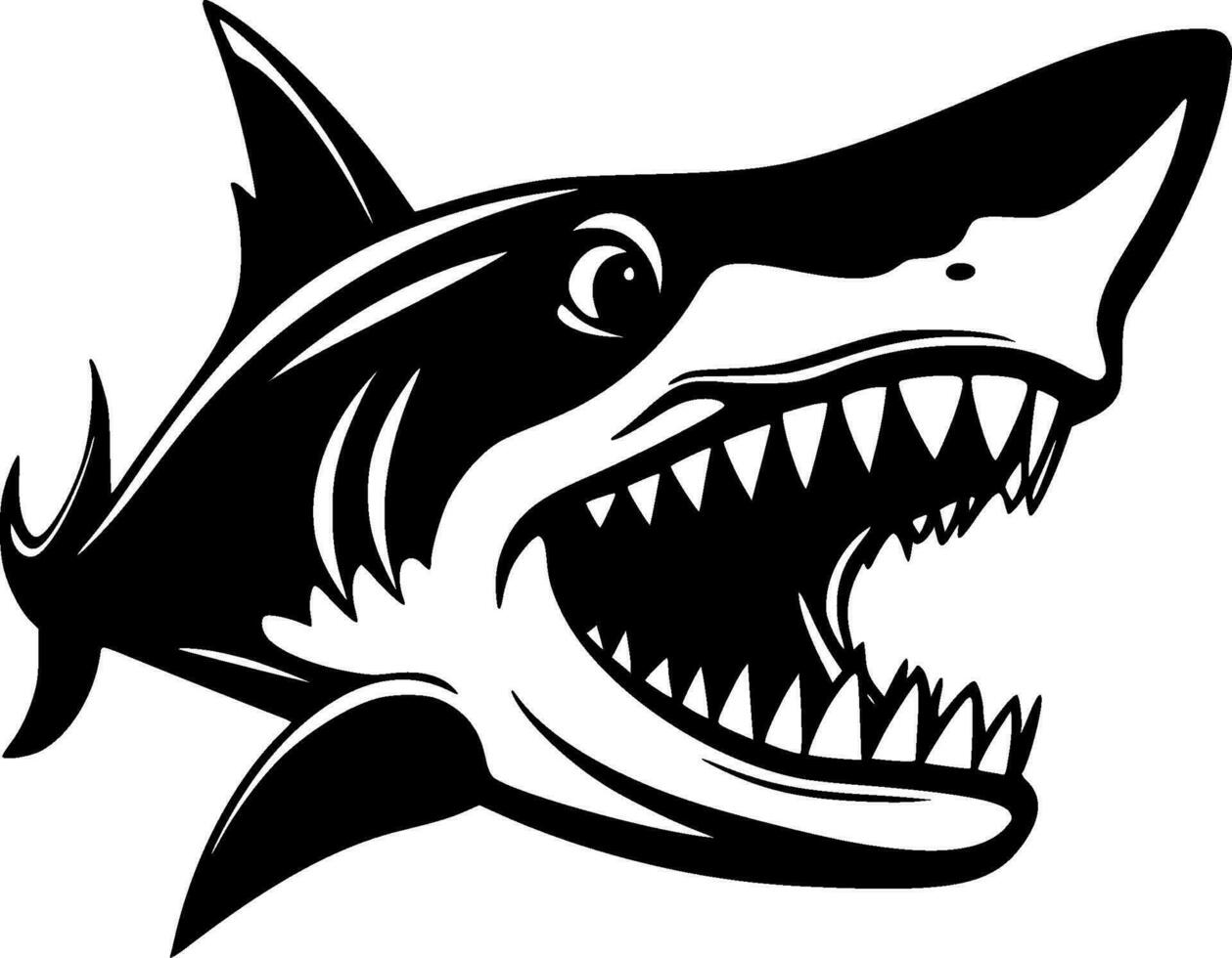 Shark - Black and White Isolated Icon - Vector illustration