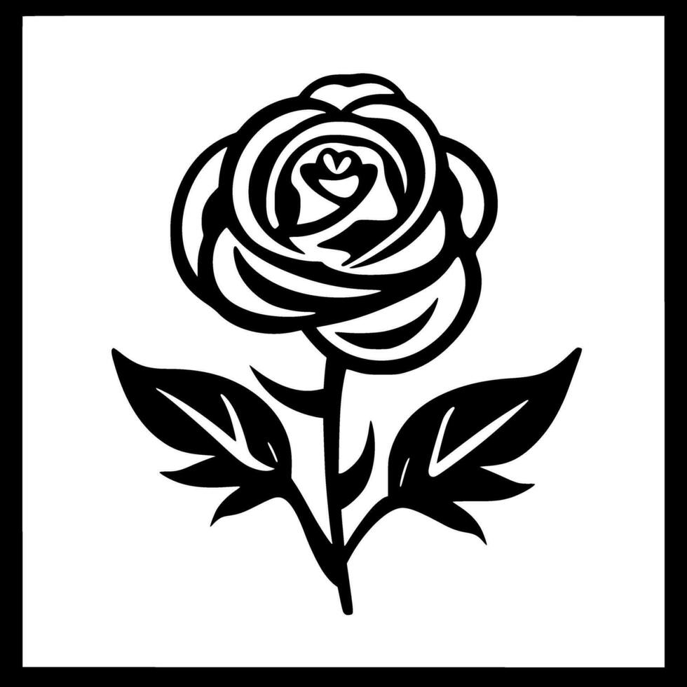 Rose, Black and White Vector illustration