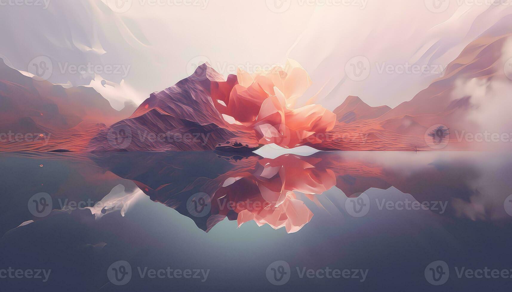 Ethereal Nature Scenes 3D Skyline Amidst Pastel Beauty AI generated photo