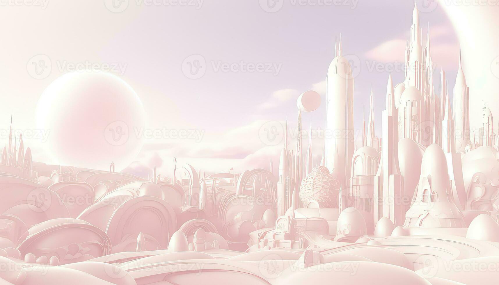 Ethereal Nature Scenes 3D Skyline Amidst Pastel Beauty AI generated photo