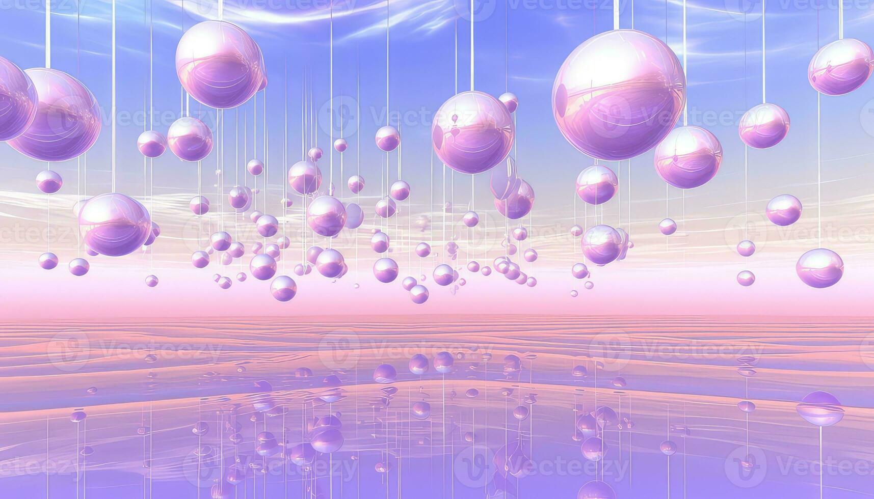 Pastel-Colored Landscapes Surrounding 3D Floating Skyline AI generated photo
