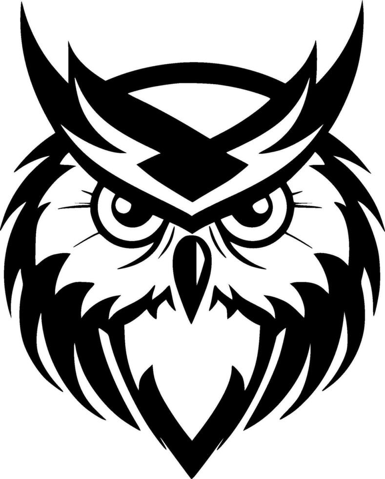 Owl, Black and White Vector illustration