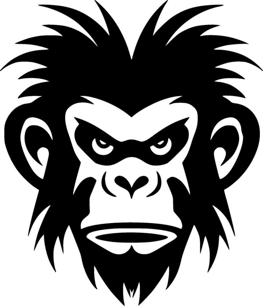 Monkey - Black and White Isolated Icon - Vector illustration