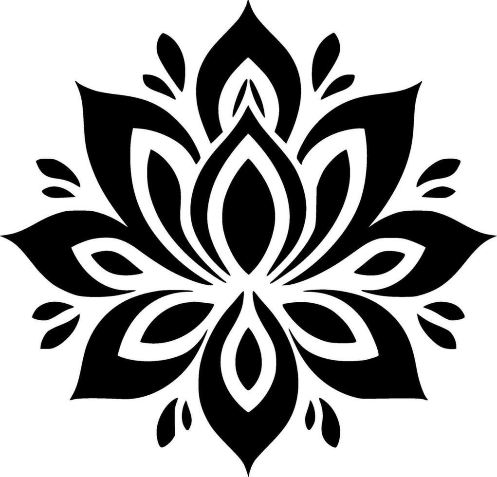 Mandala - Black and White Isolated Icon - Vector illustration