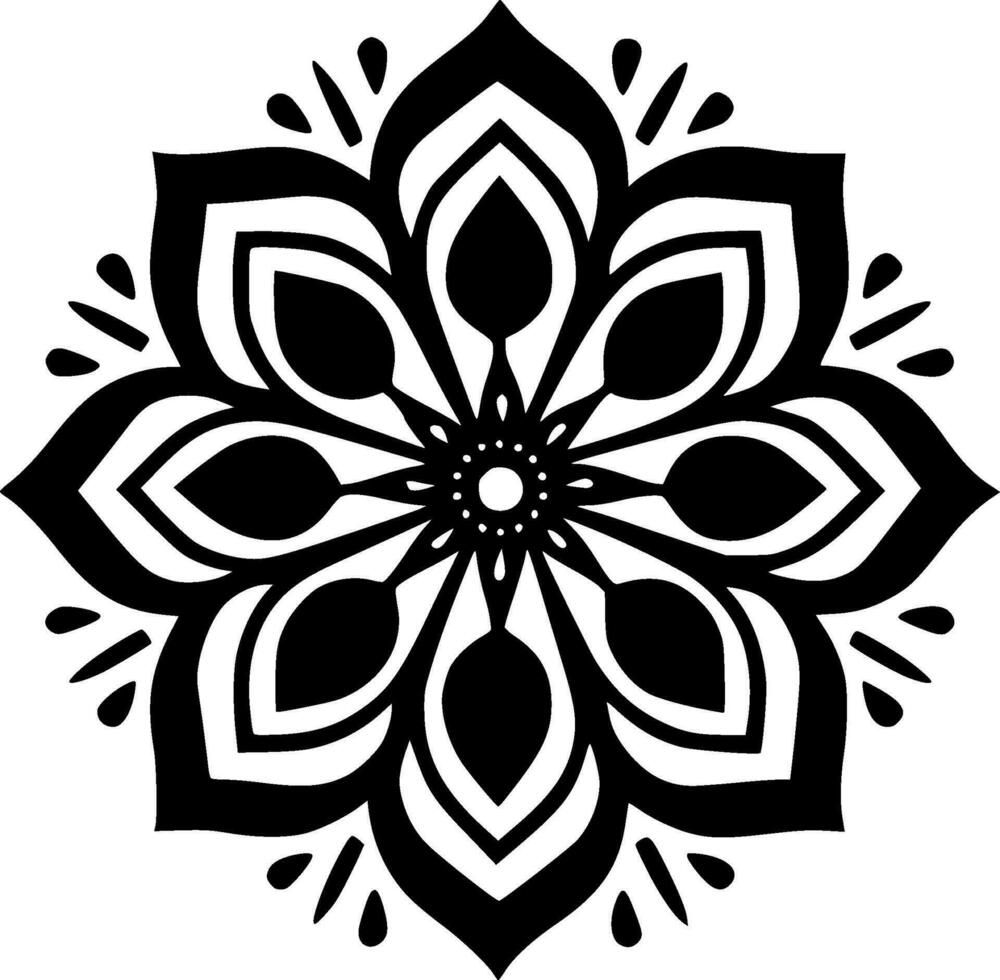 Mandala, Black and White Vector illustration