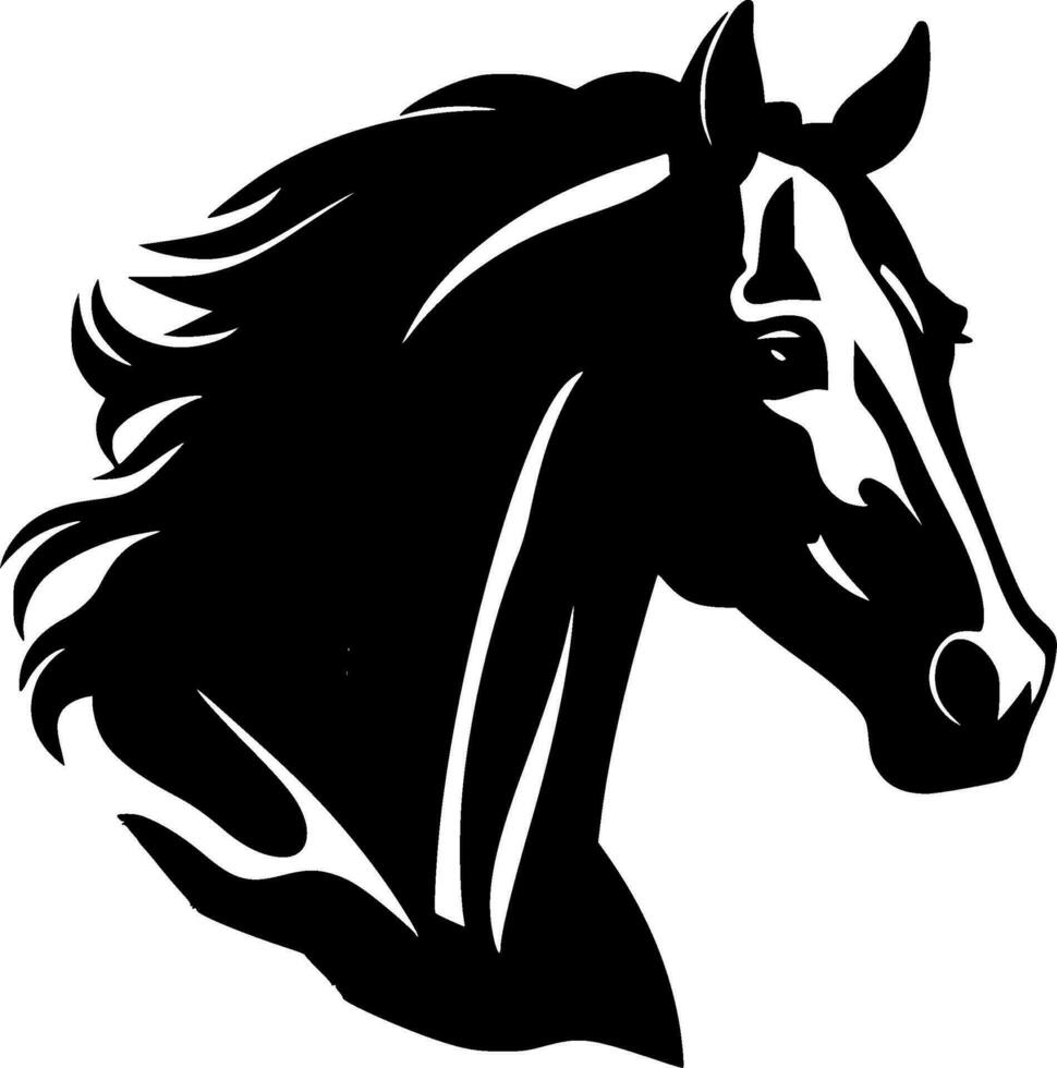 caballo - negro y blanco aislado icono - vector ilustración