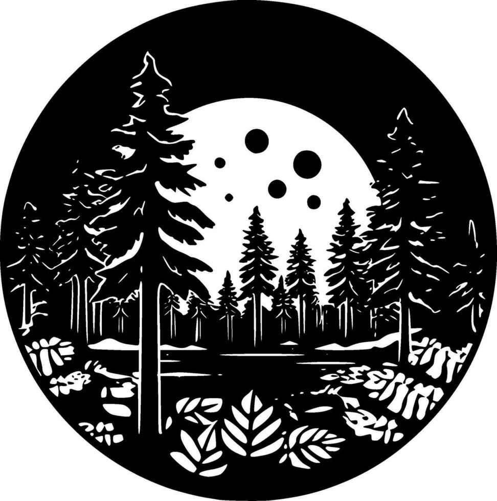 Forest, Minimalist and Simple Silhouette - Vector illustration