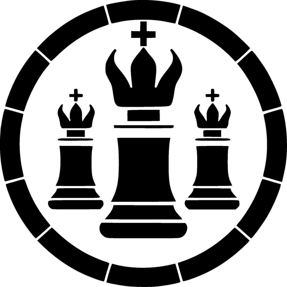 ajedrez - negro y blanco aislado icono - vector ilustración