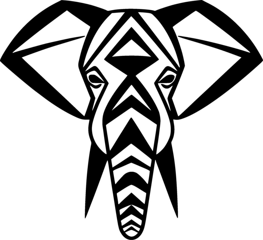 Elephant, Black and White Vector illustration