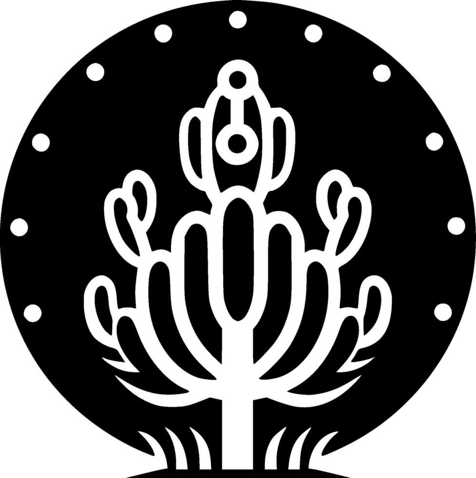 cactus - negro y blanco aislado icono - vector ilustración