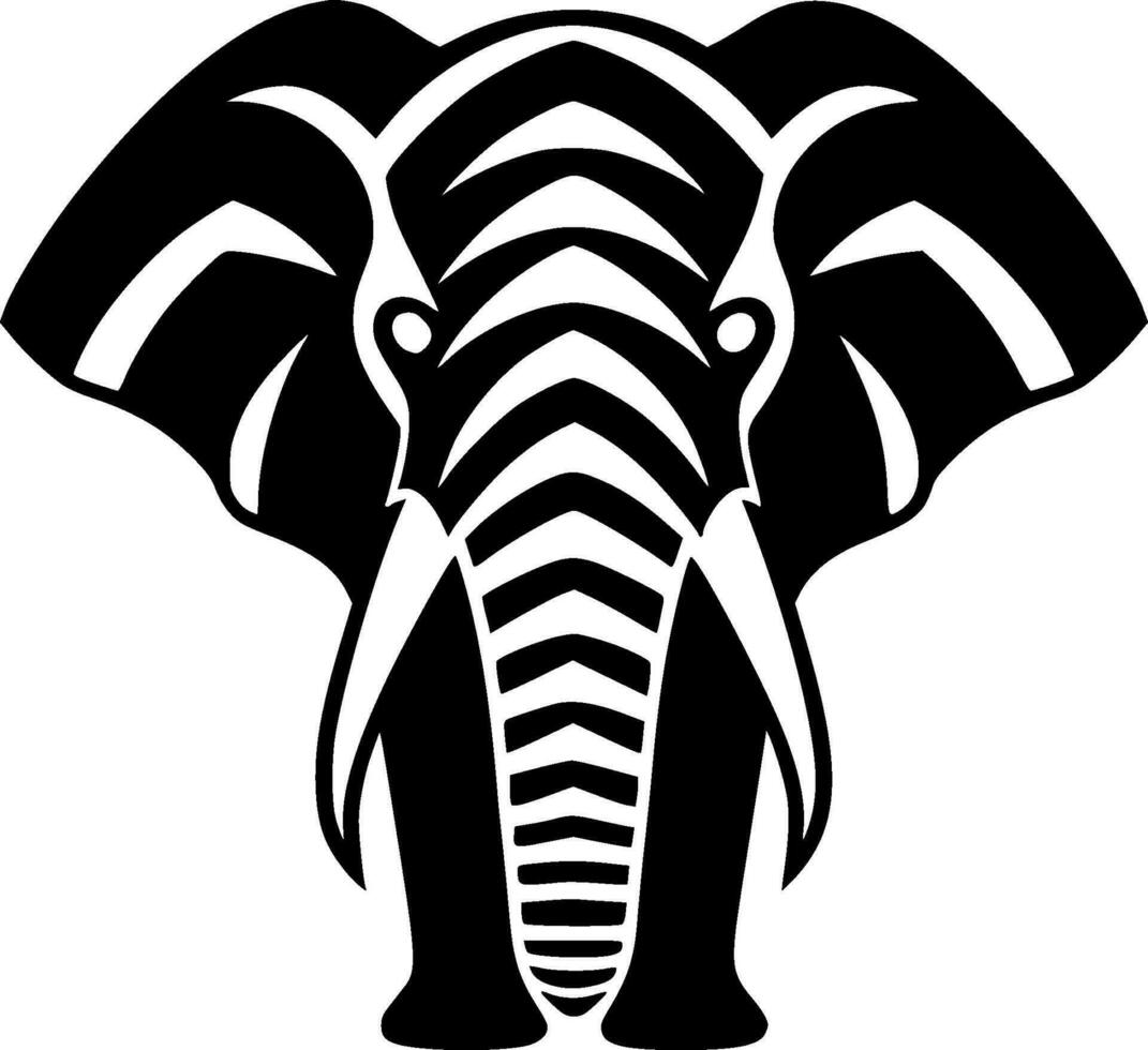 Elephant, Black and White Vector illustration