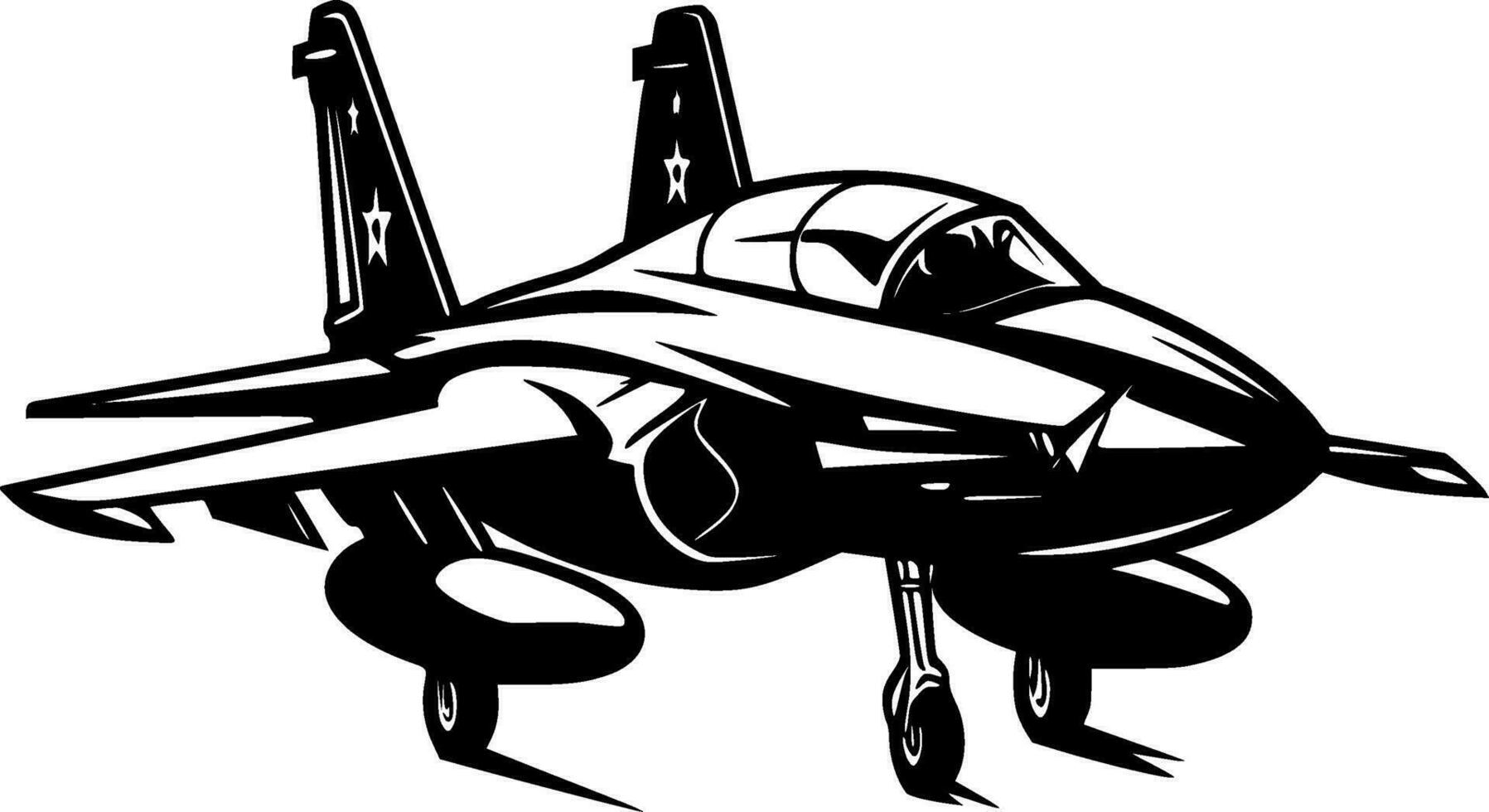 Fighter Jet, Minimalist and Simple Silhouette - Vector illustration