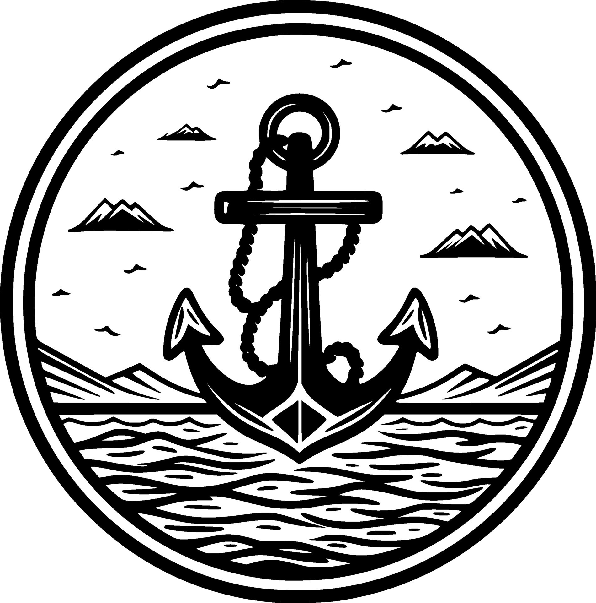 Anchor - Black and White Isolated Icon - Vector illustration 33264789