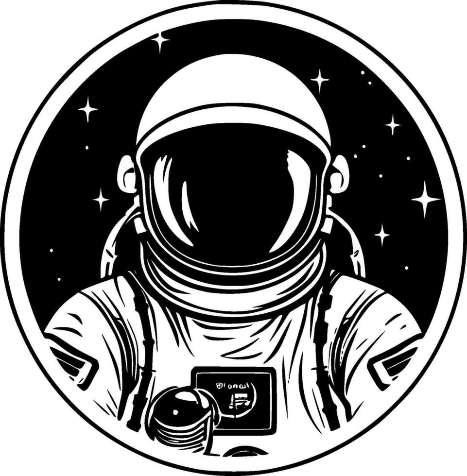 Astronaut - Black and White Isolated Icon - Vector illustration