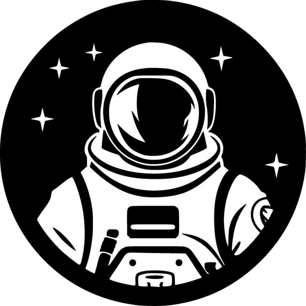 Astronaut - Black and White Isolated Icon - Vector illustration