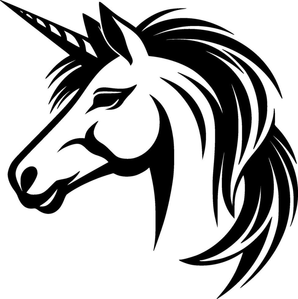 Unicorn, Black and White Vector illustration