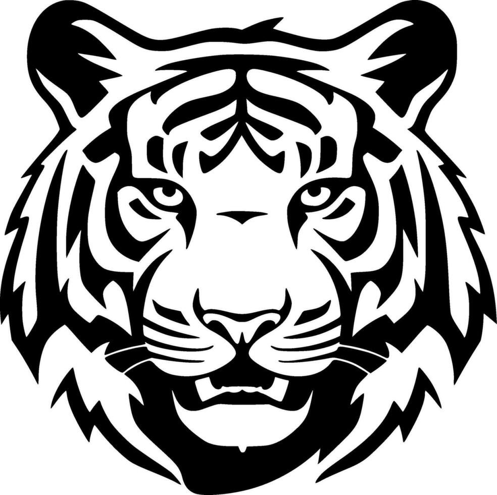 Tiger, Black and White Vector illustration