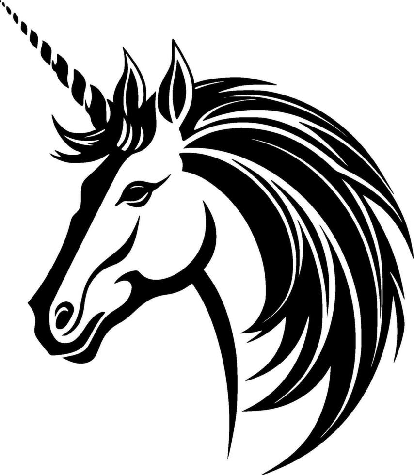 Unicorn, Black and White Vector illustration