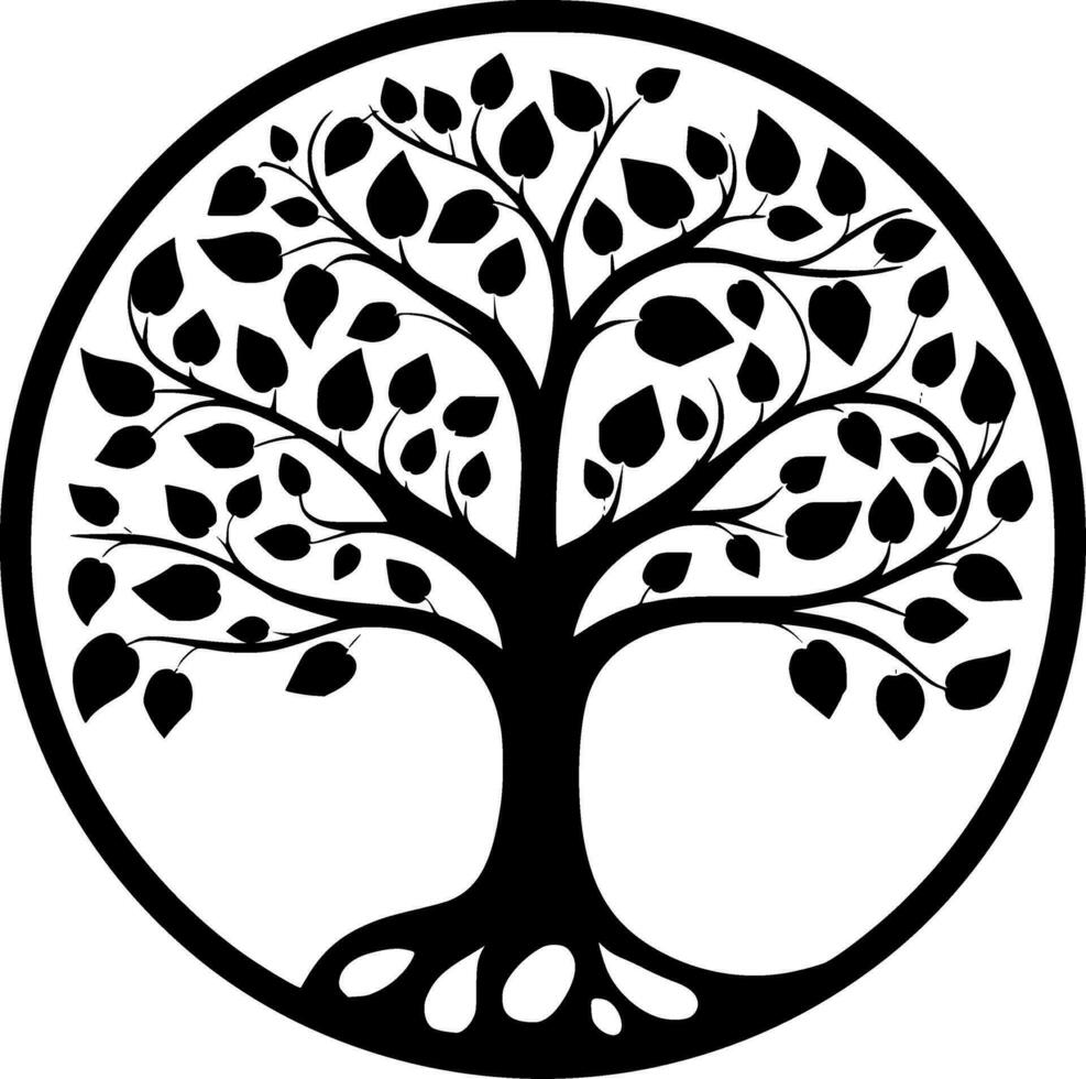 árbol - negro y blanco aislado icono - vector ilustración