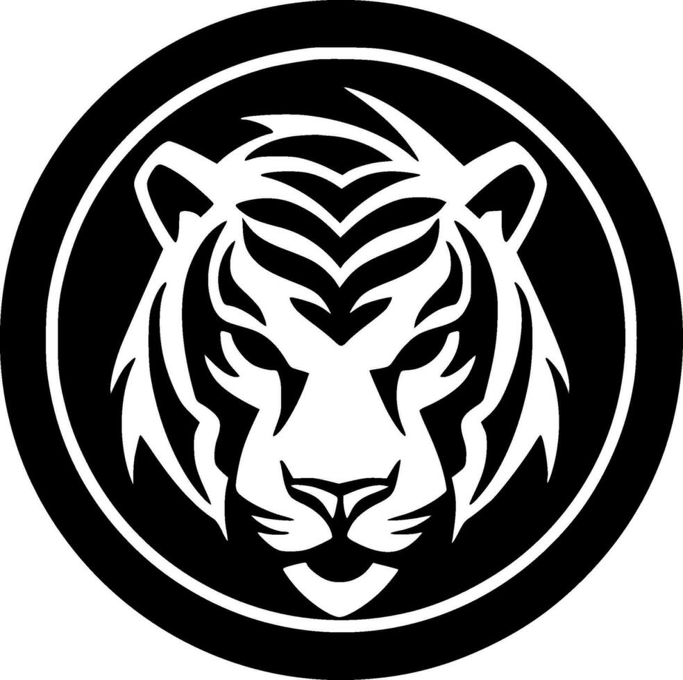 Tiger - Black and White Isolated Icon - Vector illustration