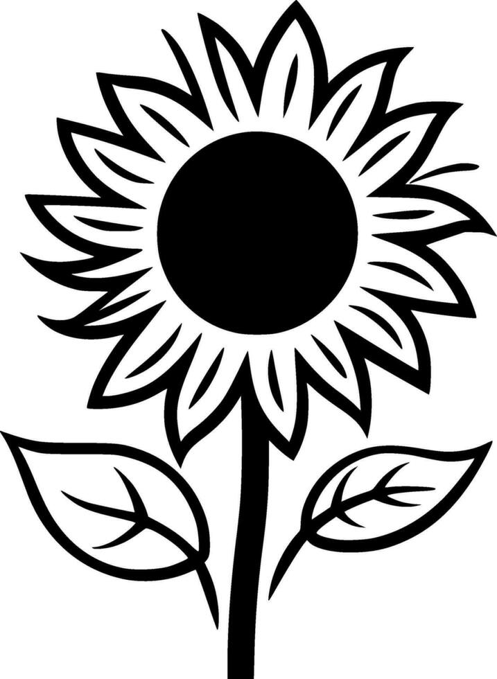 girasol - negro y blanco aislado icono - vector ilustración