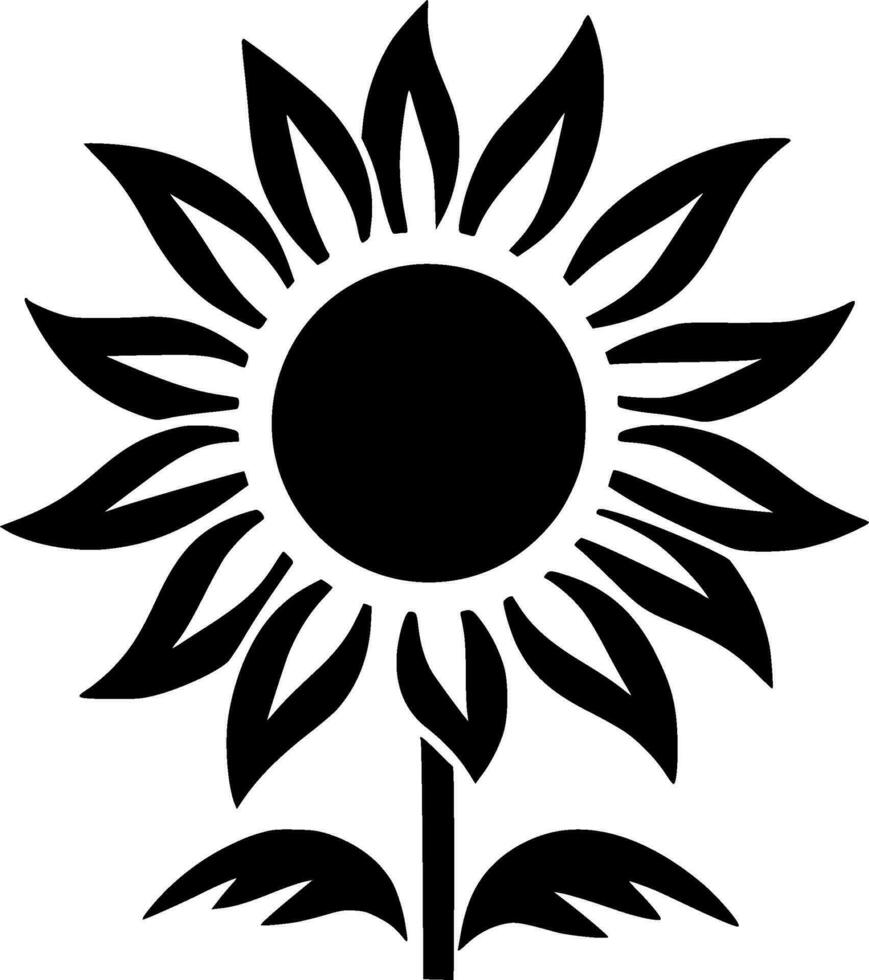 girasol - negro y blanco aislado icono - vector ilustración