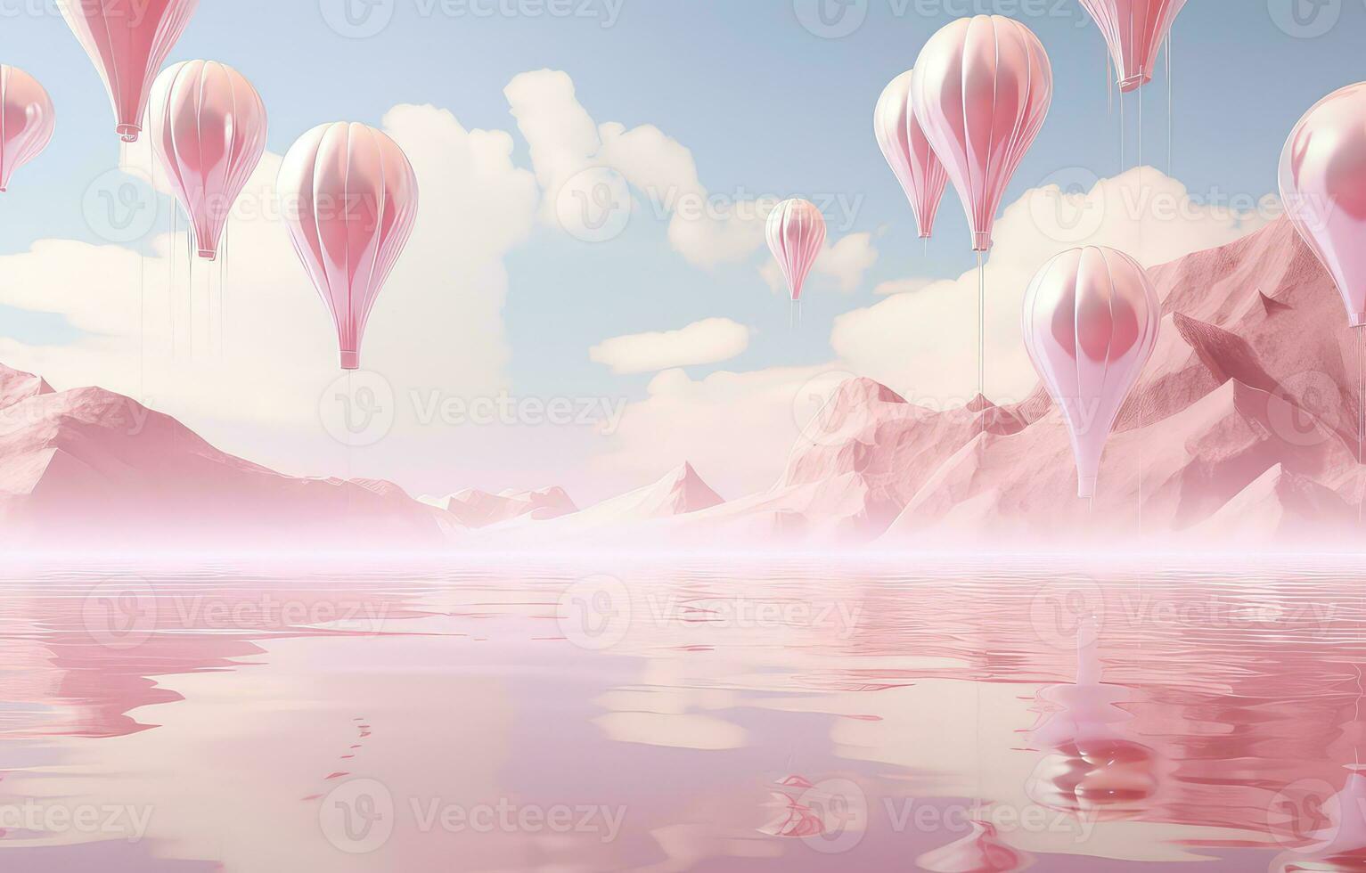 3D Skyline in Ethereal Geometry Light White and Magenta Hues AI generated photo