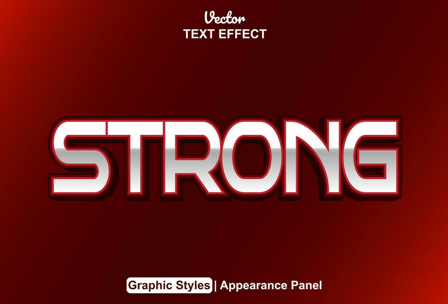 Strong text effect with red futuristic style and editable vector