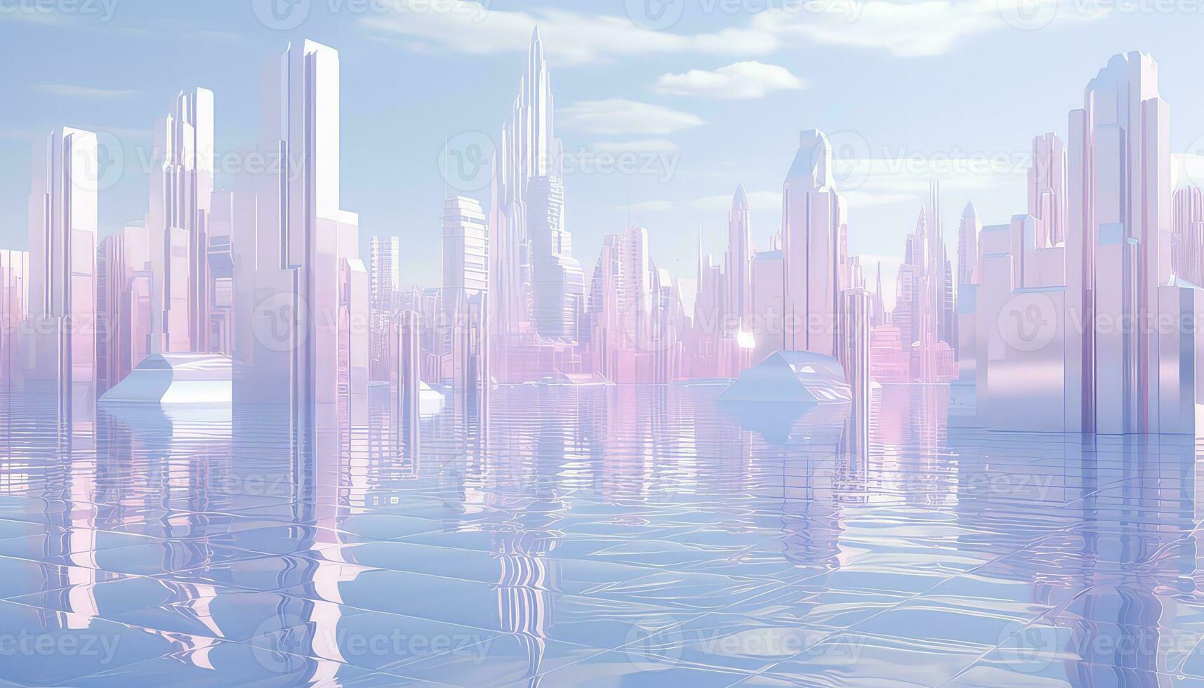 Light Magenta and Pastel Skyline in Ethereal Geometry AI generated photo