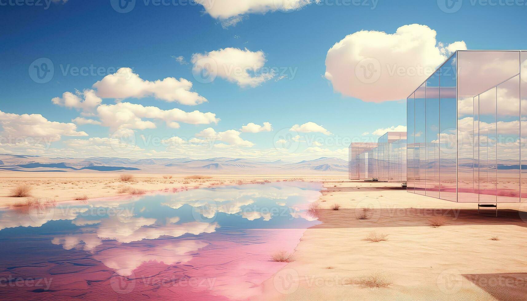 Light Magenta and Pastel Skyline in Ethereal Geometry AI generated photo