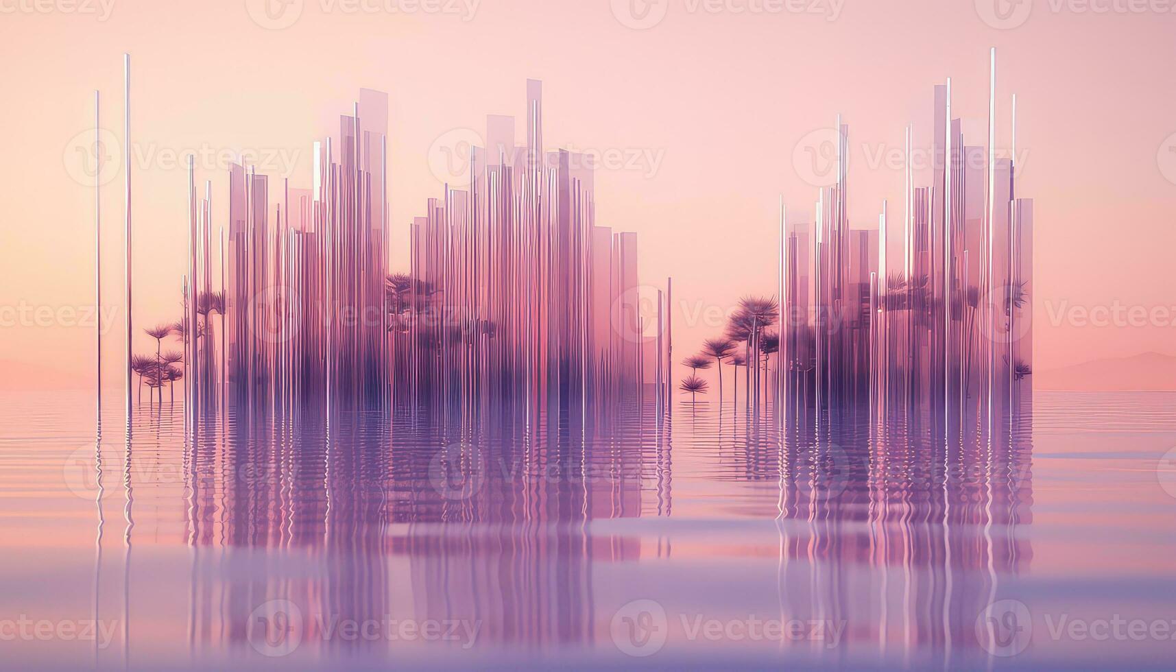 Light Magenta and Pastel Skyline in Ethereal Geometry AI generated photo