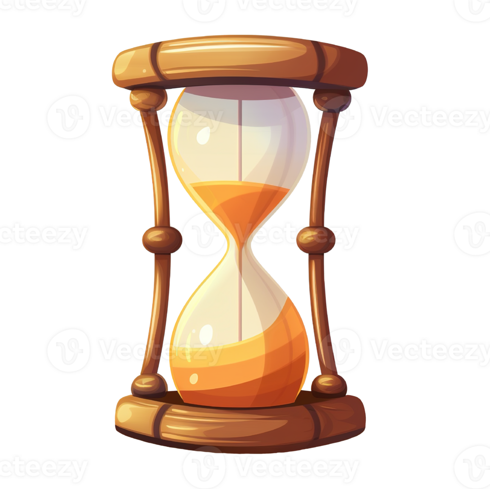 Hourglass in cartoon style, on a transparent background. AI generative. png