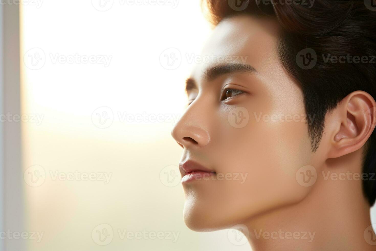 Portrait of handsome young asian man with clean skin, studio shot AI generated photo